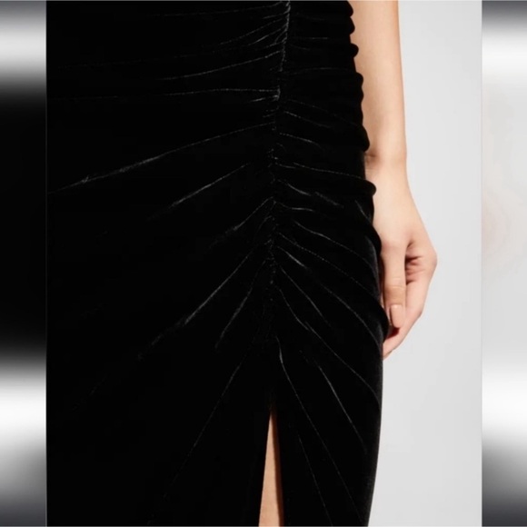 Veronica Beard Plaza Ruched Midi Dress Black Velvet Sz 6 - Picture 6 of 6